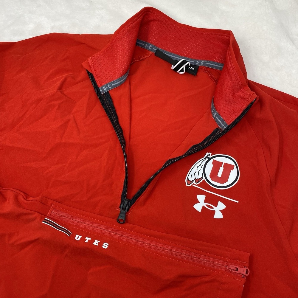 Utah Utes Under Armour Allseasongear Pullover Men Red 1/4 Quarter Zip Shirt S